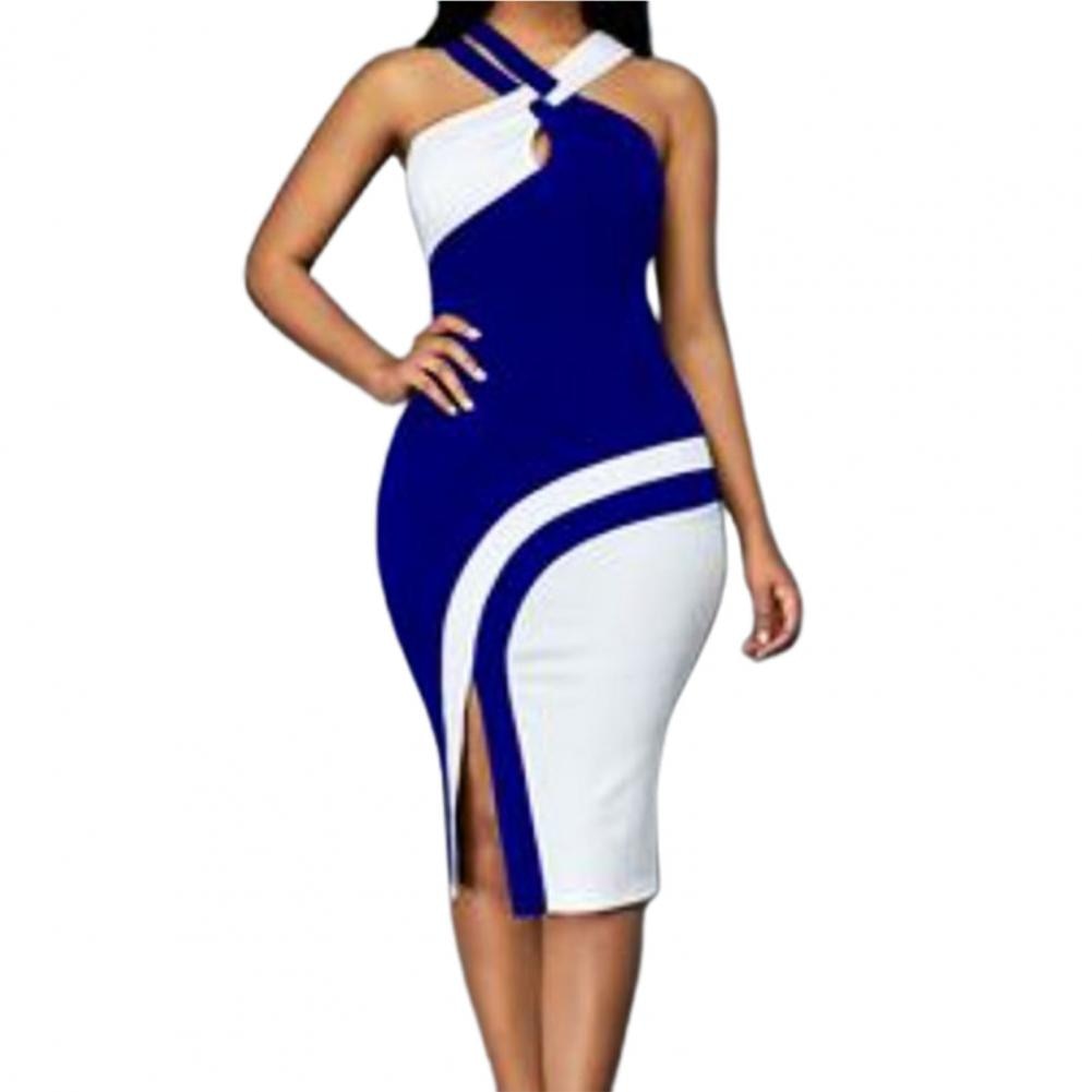Plus Size Elegant Women Dress Patchwork Flower Print Contrast Color Sexy Summer Sheath Dress for Parties