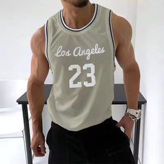 Summer Men's Gyms Mesh Tank Tops Fitness Workou Joggers Sleeveless T-Shirt Male Basketball Training Fashion No. 23 Vest Sports