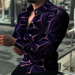 Summer Men's Clothing Fashion Casual Triangle print Long-Sleeve