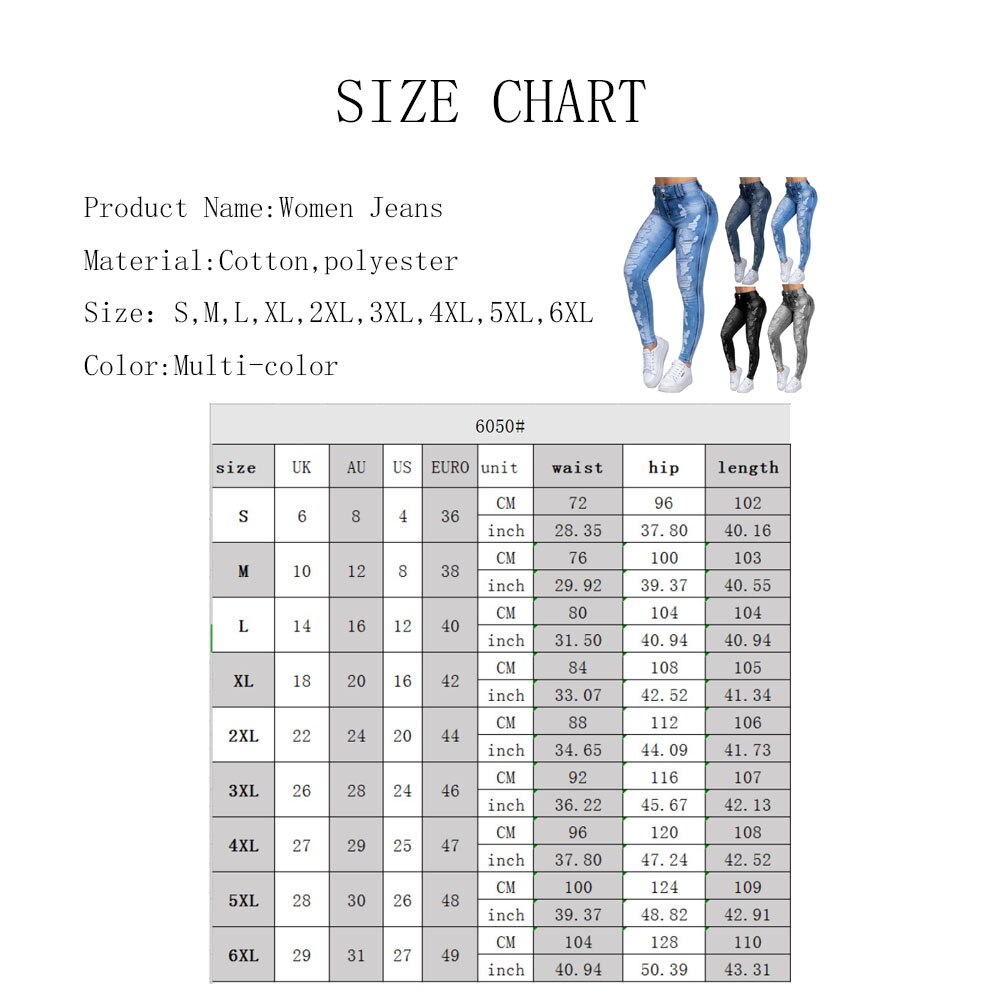 Plus Size Women Skinny Jeans Ripped Causal Denim Pants Light Washed High Waist Tight Ladies Jeans Causal Hole Female Trousers