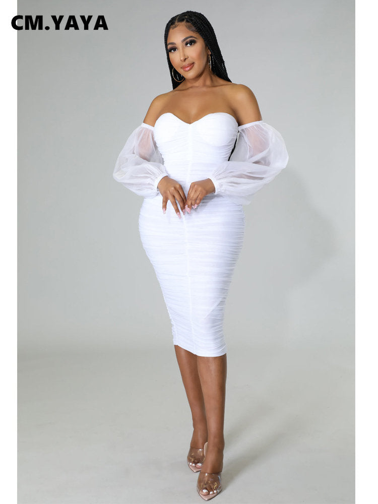 CM.YAYA Women Elegant Off Shouder Sweeheart