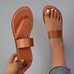 Summer Flat Sandals Beach Women's Shoes Fashion Solid Color Flat 2023 Open Toe Outdoor Slippers Open Toe Zapatos De Mujer1