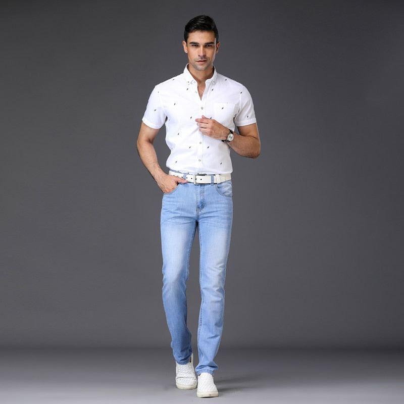 SULEE Brand 2022 New Fashion Utr Thin Light Men's Casual Summer Pants  Style Jeans Skinny  Trousers Tight Pants Solid Colors