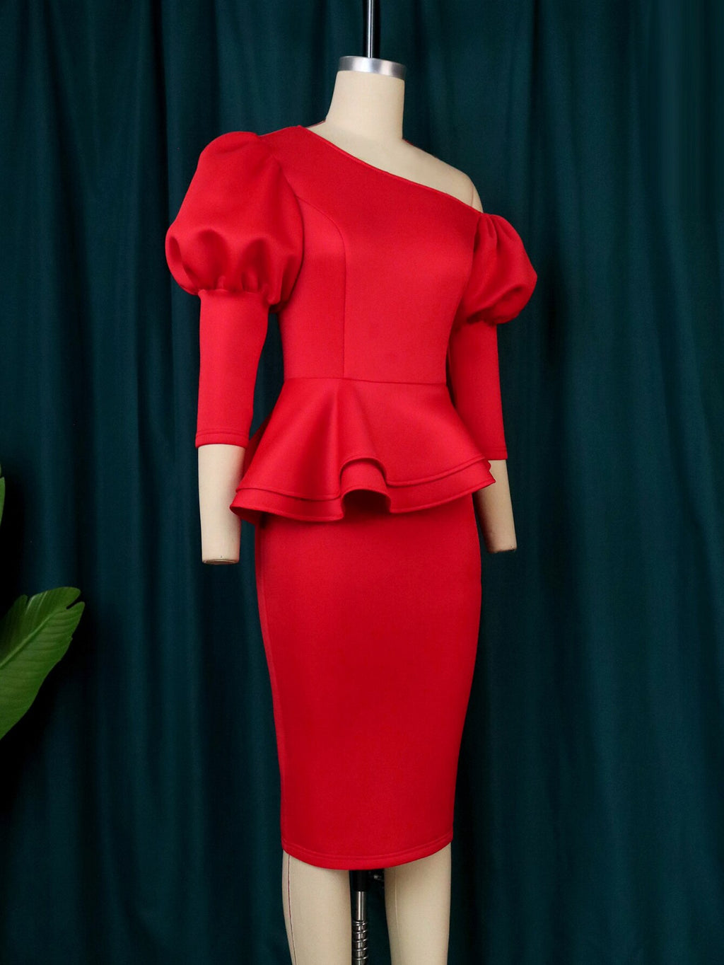 Women Red Dress Peplum Bodycon Christmas Party Sheath Off Shoulder Female African Ladies Dance Event Celebrate Gowns Evening New