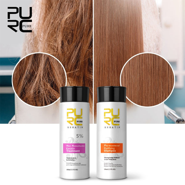 Purc Brazilian Keratin Treatment Straightening Hair Repair And Straighten Damage Hair Products + Purifying Shampoo Hair Care Set