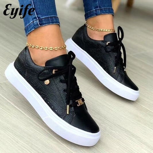 Women&#39;s Sports Shoes 2023 Spring New Breathable Ladies Lace Up Casual Vulcanized Shoes Running Walking Trendy Sneakers 36-43