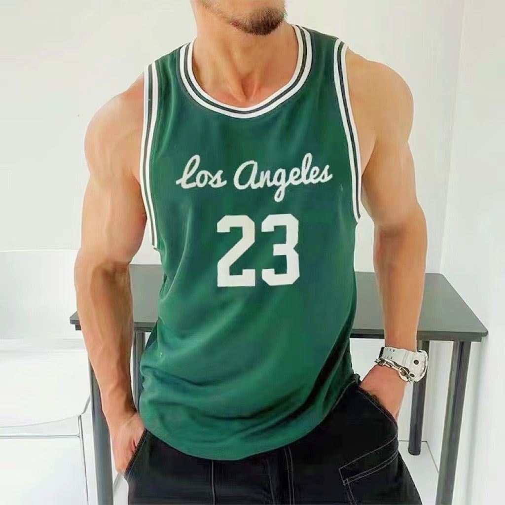Summer Men&#39;s Gyms Mesh Tank Tops Fitness Workou Joggers Sleeveless T-Shirt Male Basketball Training Fashion No. 23 Vest Sports