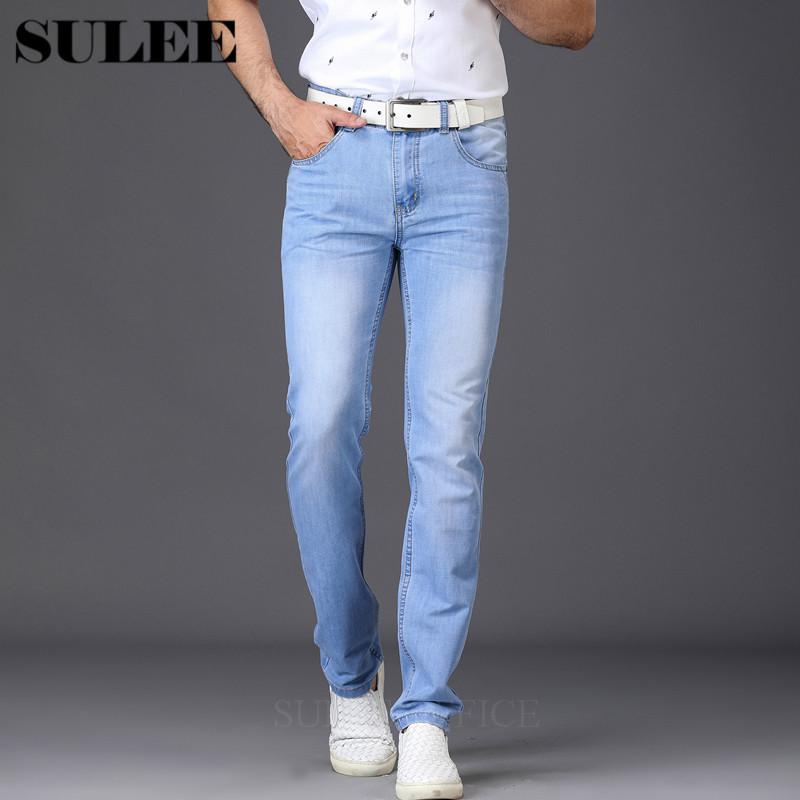 SULEE Brand 2022 New Fashion Utr Thin Light Men's Casual Summer Pants  Style Jeans Skinny  Trousers Tight Pants Solid Colors