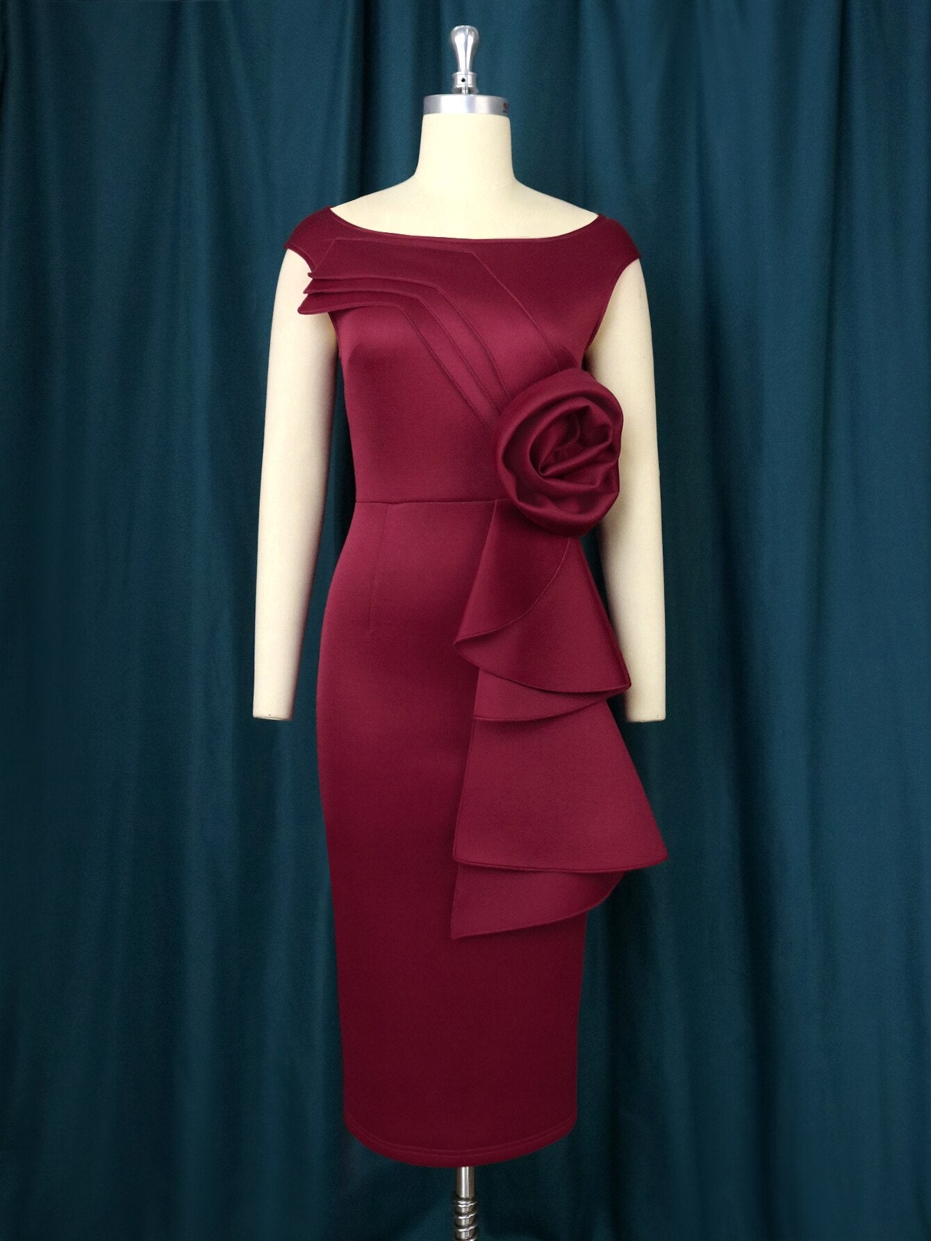 WAOMEI Women's Dress Partn Big flowers Ruffles