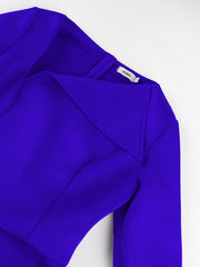 Women Red Jumpsuit Peplum Long Sleeves Slim Asymmetric Collar Office Ladies Classy Elegant Fashion Party One Piece Modest Romper