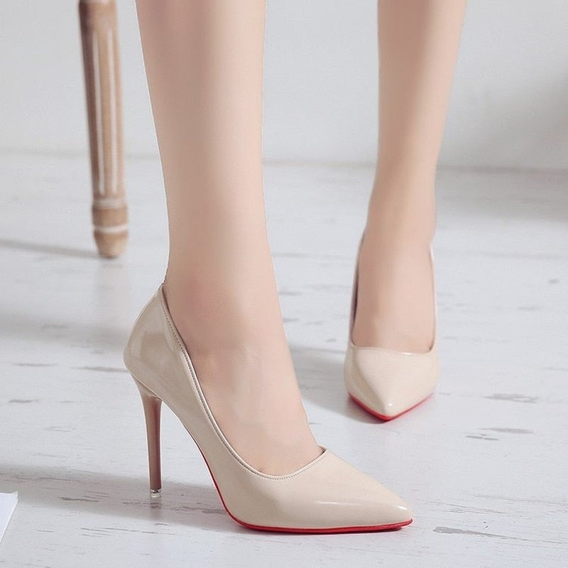 Women Shoes Spring Patent Leather Stiletto Women&#39;s Single Shoes Pointed Dress Bride Bridesmaid Wedding Shoes