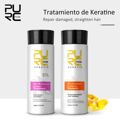 Purc Brazilian Keratin Treatment Straightening Hair Repair And Straighten Damage Hair Products + Purifying Shampoo Hair Care Set