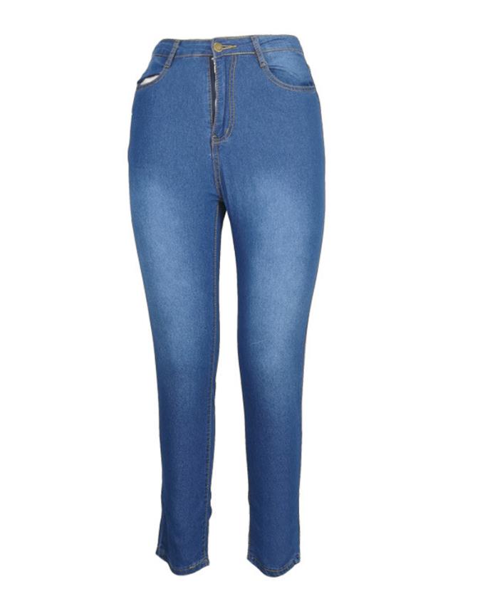 Women&#39;s Jeans 2022 Summer Trend Fashion O-Ring Zipper Decor Casual High Waist Skinny Plain Pocket Daily Jeans Without Belt