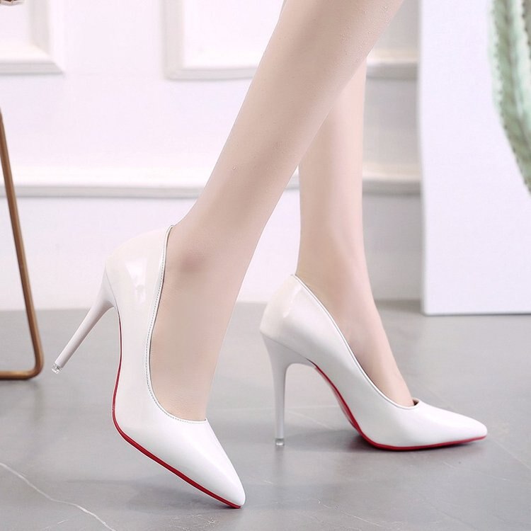 Women Shoes Spring Patent Leather Stiletto Women&#39;s Single Shoes Pointed Dress Bride Bridesmaid Wedding Shoes