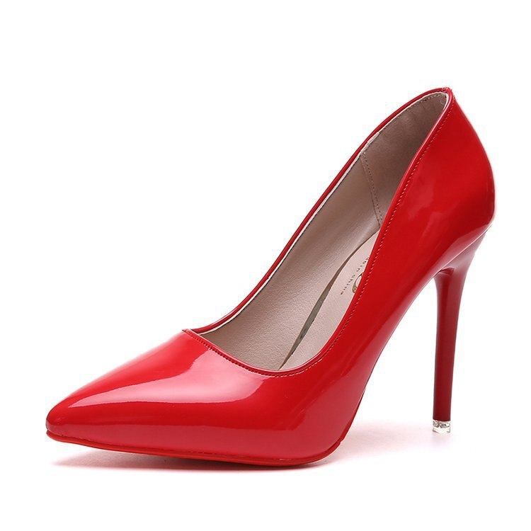 Women Shoes Spring Patent Leather Stiletto Women&#39;s Single Shoes Pointed Dress Bride Bridesmaid Wedding Shoes