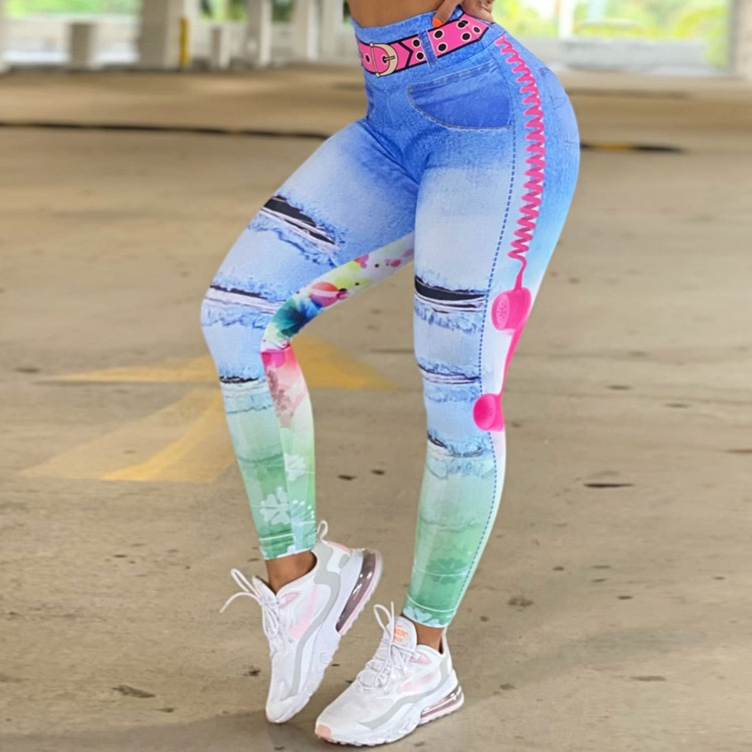 Women&#39;s Pants 2022 Autumn Fashion High Waist Camouflage Slim Pants Button Stitching Casual Skinny Long Leggings