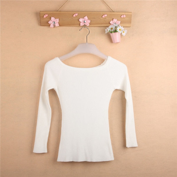 Women's Knitted Jacket Sweater Jumper Korean Style Sweaters Women Invierno 2022 Pullover Slash Neck Swetry Damskie Pull Femme