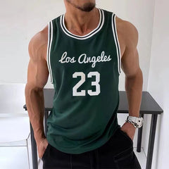 Summer Men's Gyms Mesh Tank Tops Fitness Workou Joggers Sleeveless T-Shirt Male Basketball Training Fashion No. 23 Vest Sports