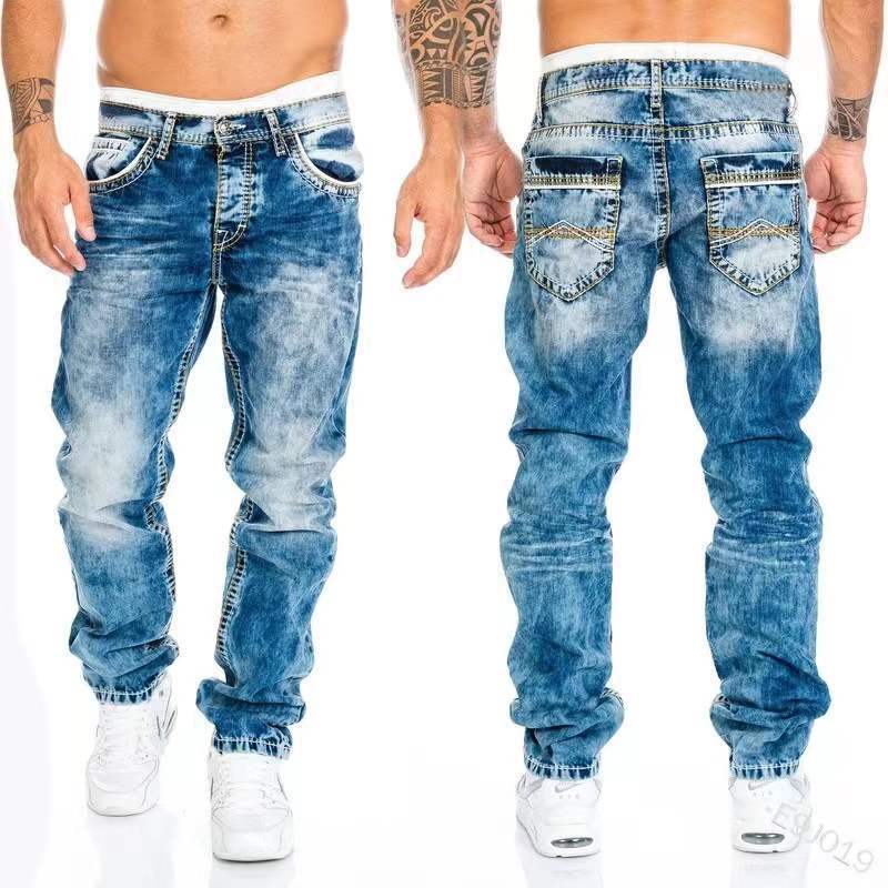 Straight Jeans Man Vintage Wash Denim pants Spring baggy Jeans men Cacual Designer