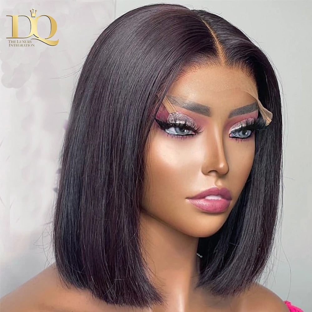 T Part Bob Lace Front Human Hair Wigs For Women 10-16Inch Brazilian Straight Short Bob 13X1 Lace Human Hair Wigs
