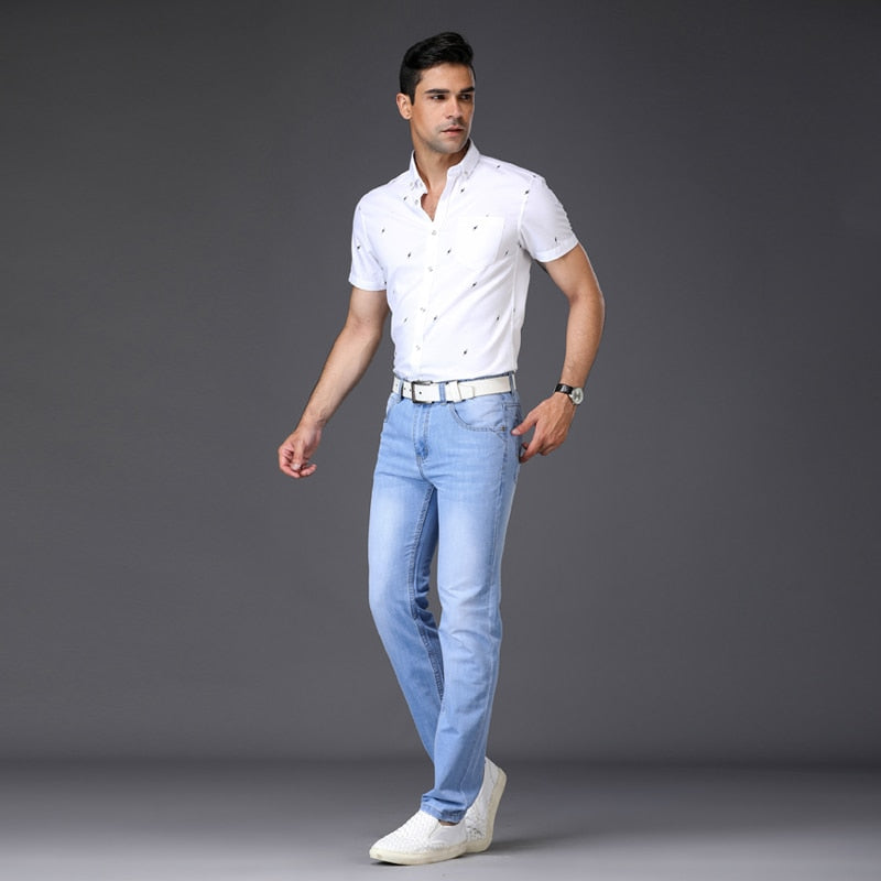 SULEE Brand 2022 New Fashion Utr Thin Light Men's Casual Summer Pants  Style Jeans Skinny  Trousers Tight Pants Solid Colors