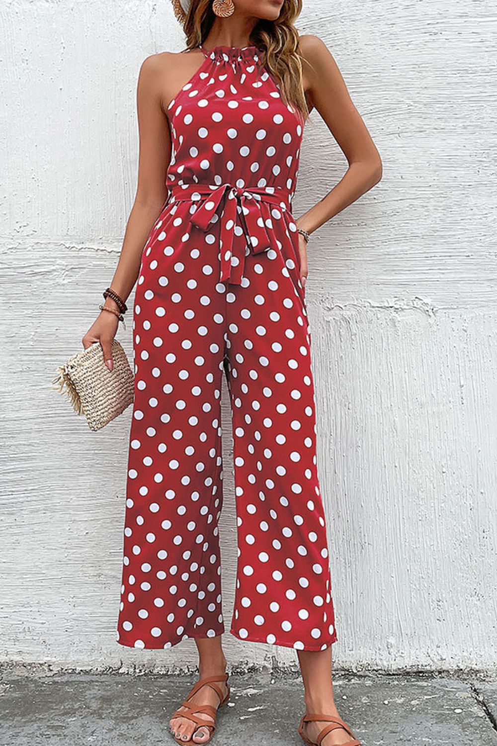 Polka Dot Grecian Wide Leg Jumpsuit - Women & Men Fashion Store | JL Fashion Store